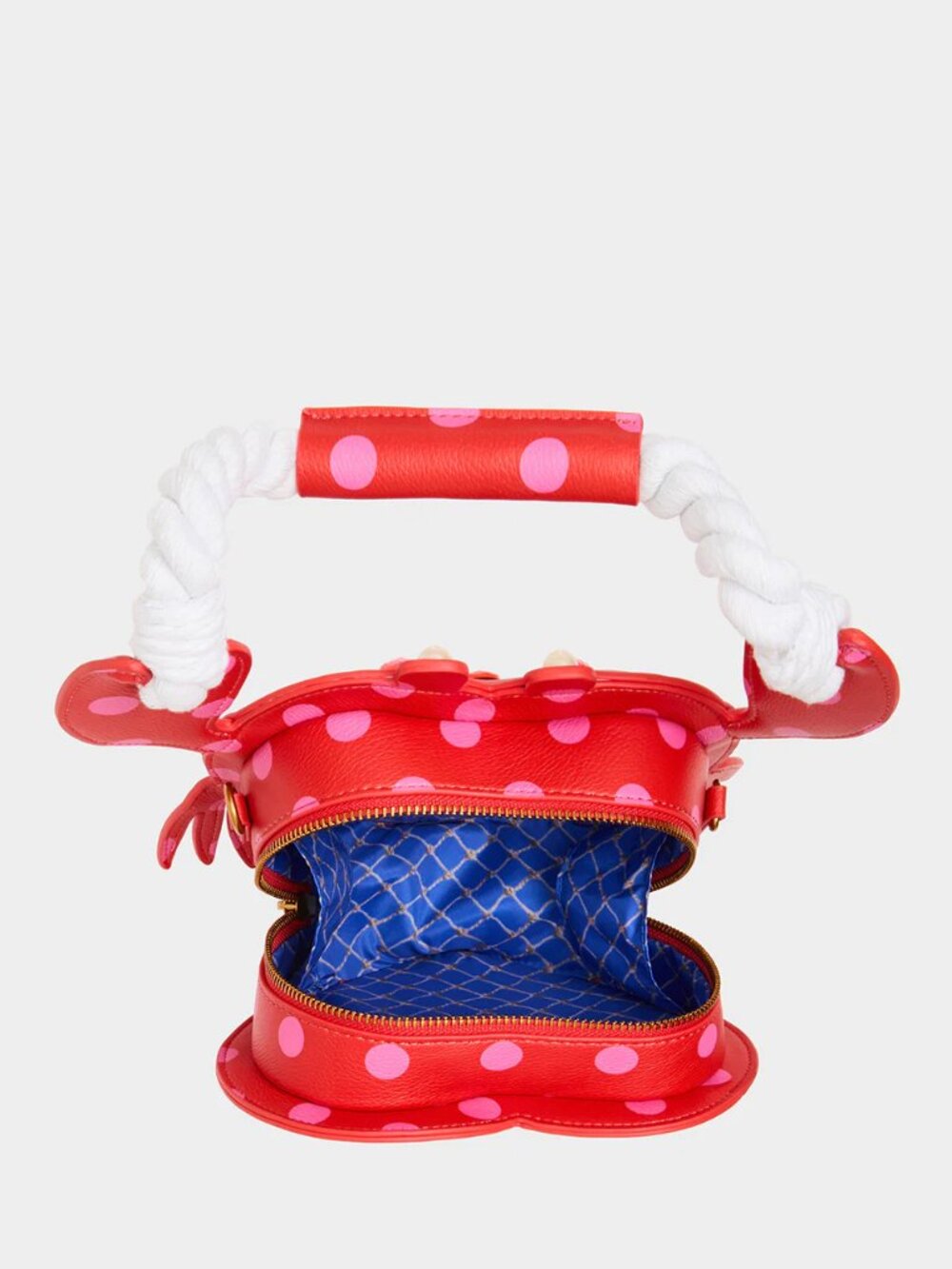 Betsey Johnson Kitsch Shell Raiser Red and Pink Polka Dot Crossbody Bag NWT - Picture 7 of 10